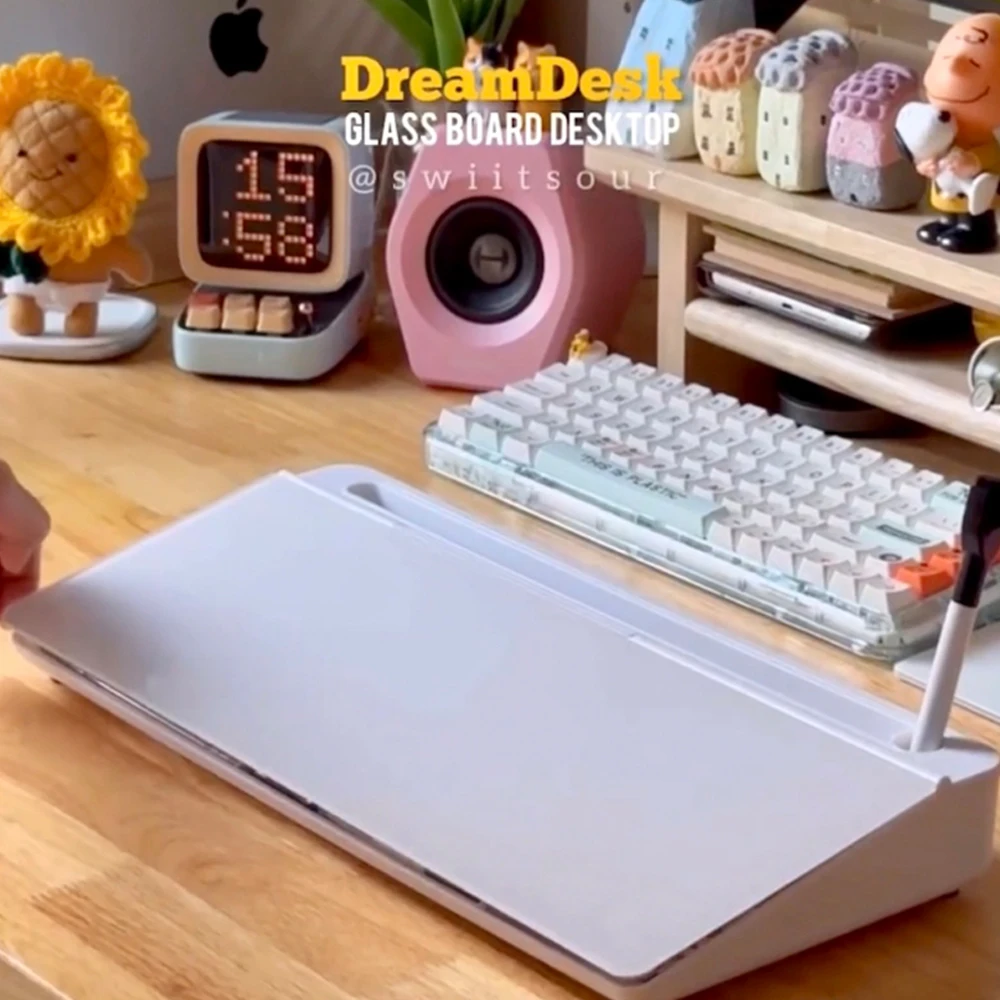 DREAMDESK 하드글라스 데스크 마커보드 오거나이저_책상 수납 정리 화이트보드