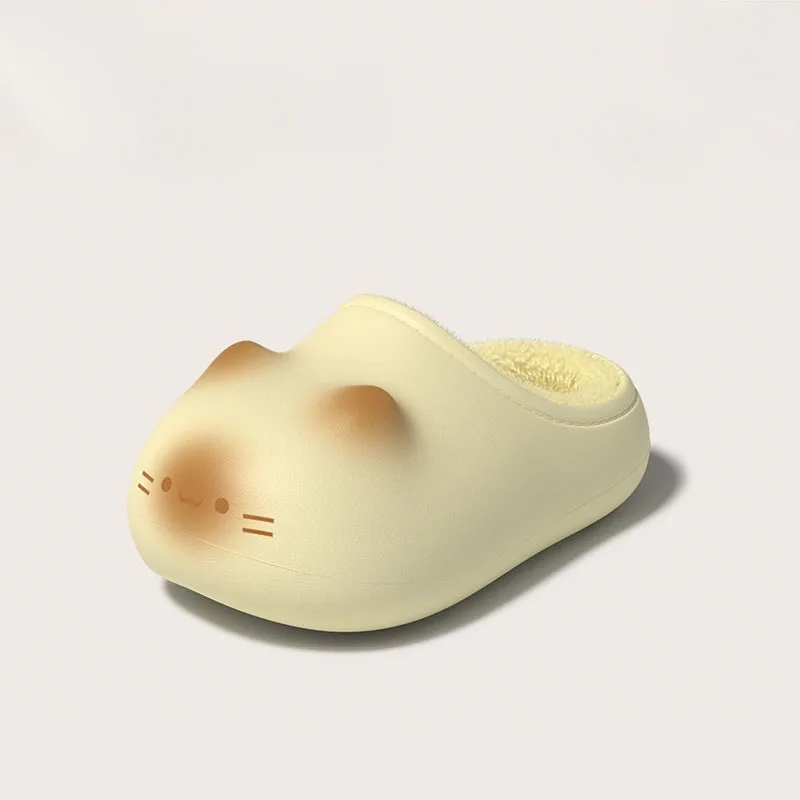 겨울용 귀여운 키높이 면 슬리퍼｜고양이 발자국 실내외 겸용 홈슈즈