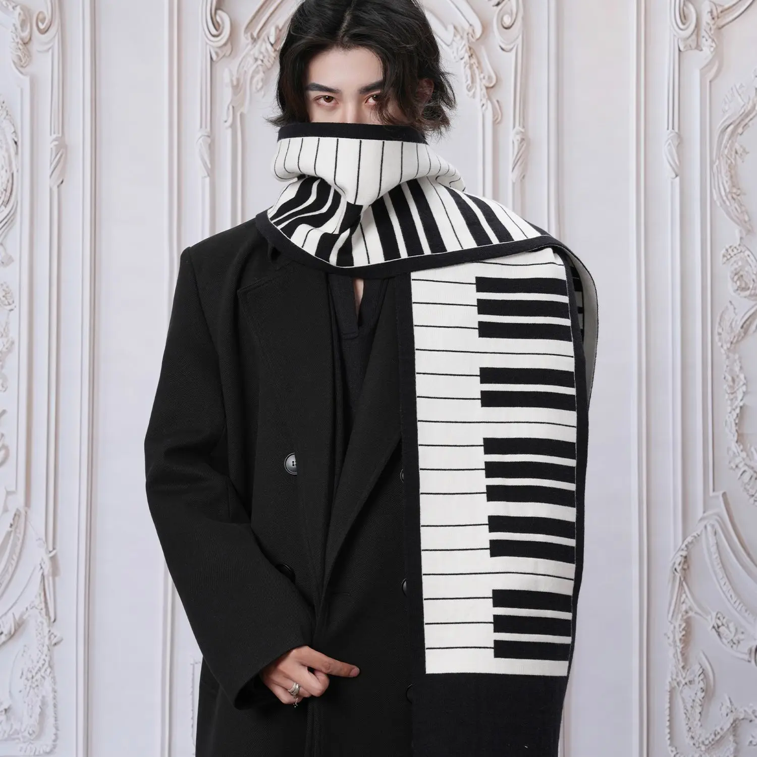 오리지널 디자인 피아노 니트 자카드 머플러 보온 숄 인기상품