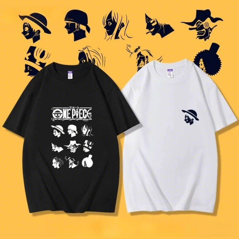 귀여운 카툰 패턴 프린트 반팔 티셔츠 (남녀 공용)