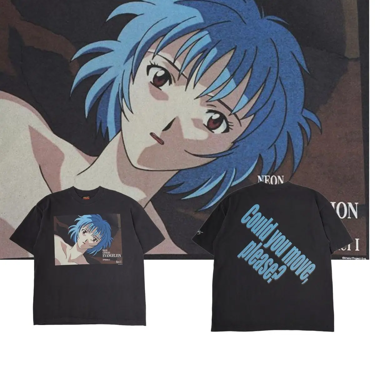 귀여운 카툰 패턴 프린트 반팔 티셔츠 (남녀 공용)